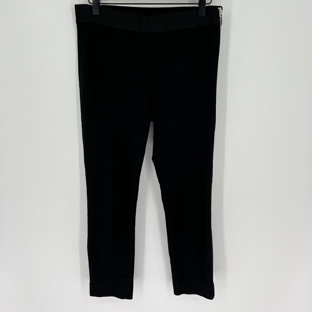 EVERLANE Stretchy Ponte Knit Cropped Skinny Pants Side Zip Black Size 6 READ